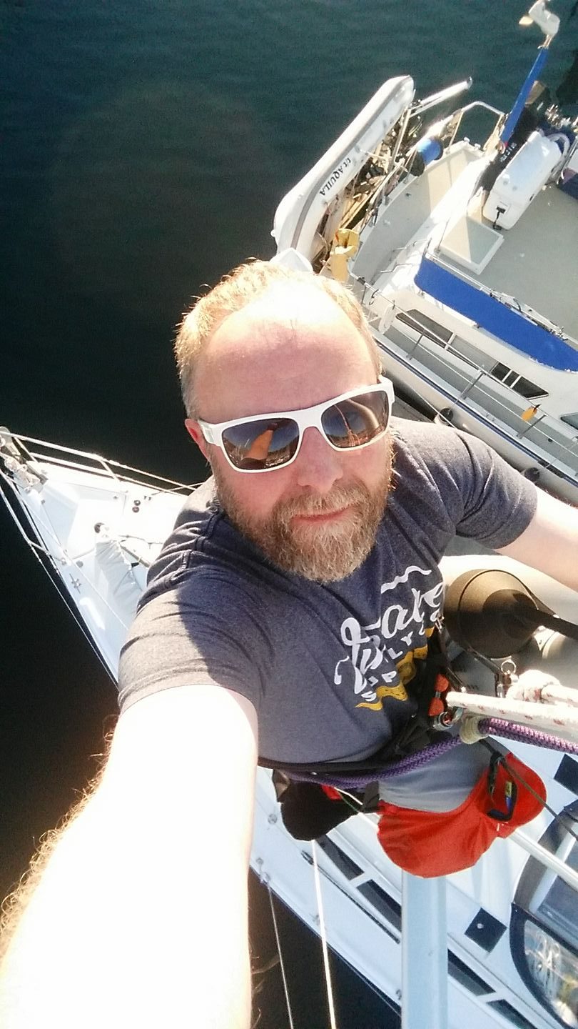 Darrin up the mast
